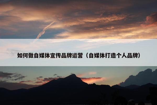 如何做自媒体宣传品牌运营（自媒体打造个人品牌）
