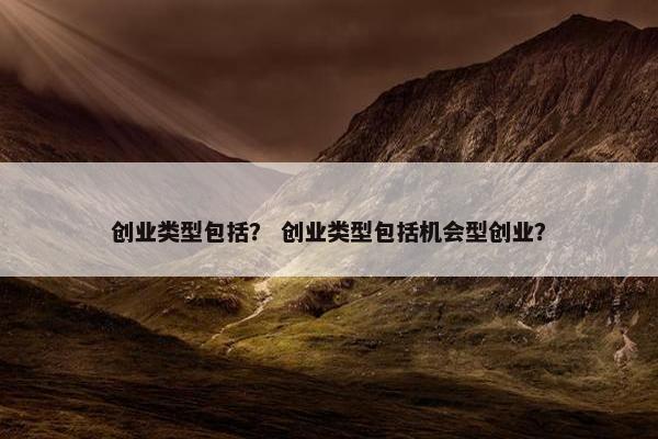 创业类型包括？ 创业类型包括机会型创业？
