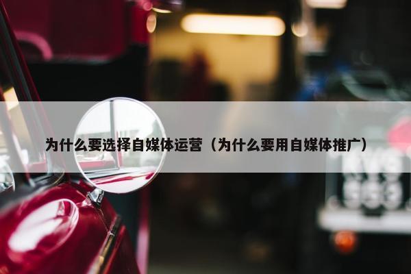 为什么要选择自媒体运营（为什么要用自媒体推广）