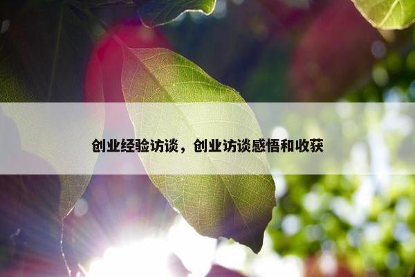 创业经验访谈，创业访谈感悟和收获