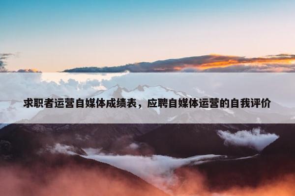 求职者运营自媒体成绩表，应聘自媒体运营的自我评价