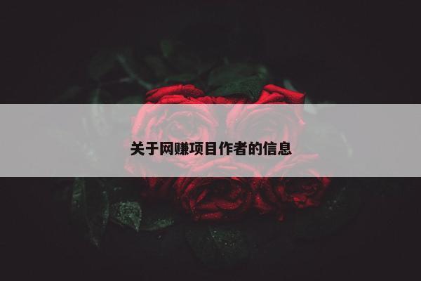 关于网赚项目作者的信息