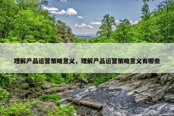 理解产品运营策略意义，理解产品运营策略意义有哪些