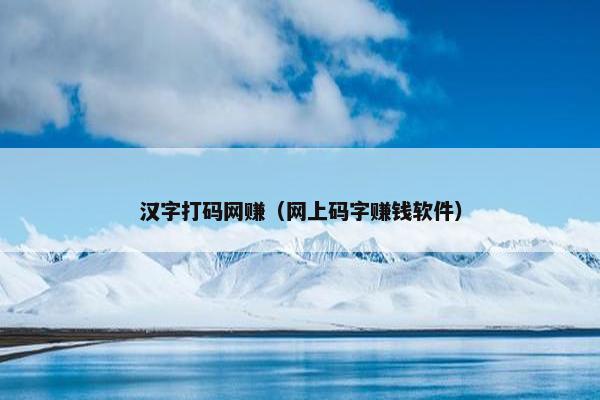 汉字打码网赚（网上码字赚钱软件）