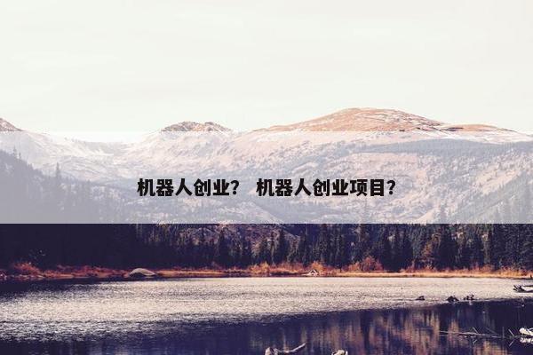 机器人创业？ 机器人创业项目？