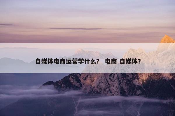 自媒体电商运营学什么？ 电商 自媒体？