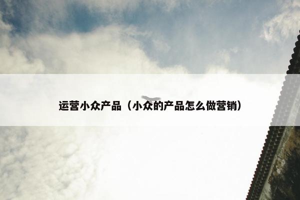 运营小众产品（小众的产品怎么做营销）