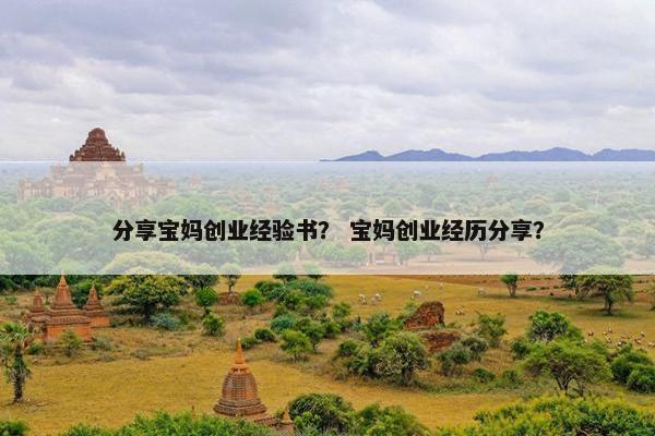 分享宝妈创业经验书？ 宝妈创业经历分享？