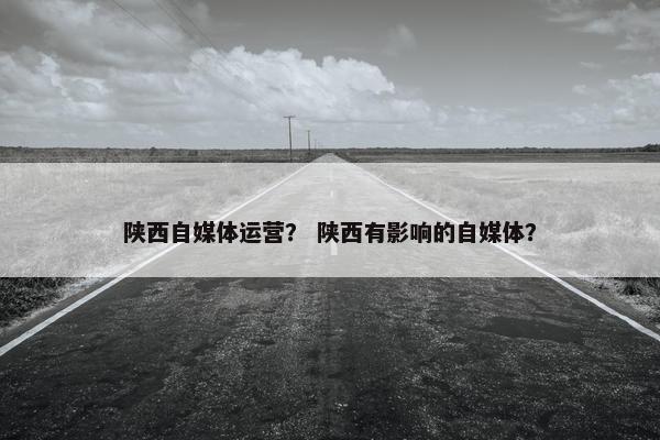 陕西自媒体运营？ 陕西有影响的自媒体？
