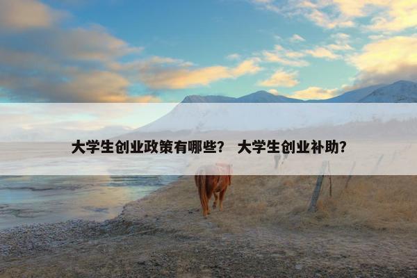 大学生创业政策有哪些？ 大学生创业补助？