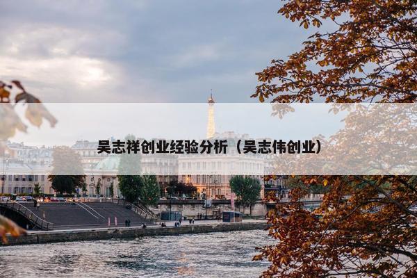 吴志祥创业经验分析（吴志伟创业）
