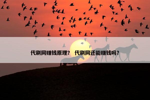 代刷网赚钱原理？ 代刷网还能赚钱吗？