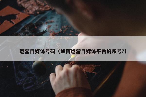运营自媒体号码（如何运营自媒体平台的账号?）