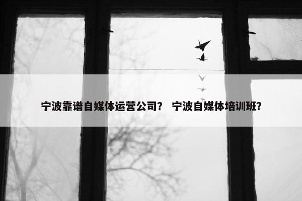 宁波靠谱自媒体运营公司？ 宁波自媒体培训班？