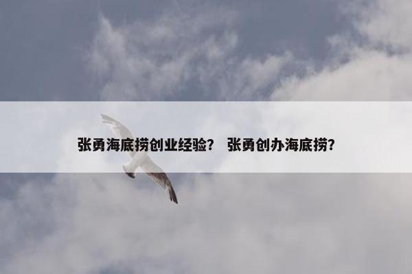 张勇海底捞创业经验？ 张勇创办海底捞？