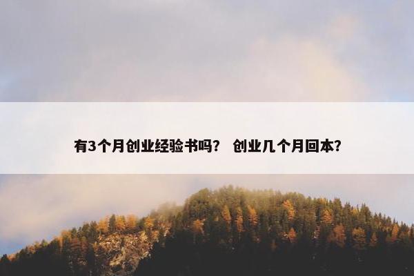 有3个月创业经验书吗？ 创业几个月回本？