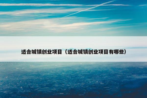 适合城镇创业项目（适合城镇创业项目有哪些）