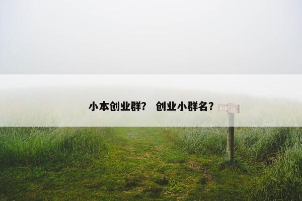 小本创业群？ 创业小群名？