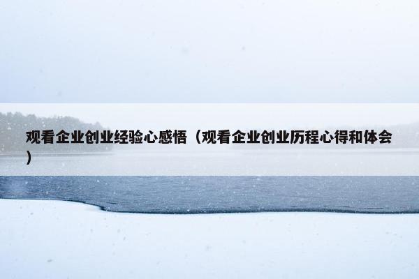 观看企业创业经验心感悟（观看企业创业历程心得和体会）