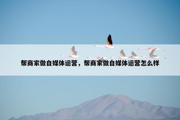 帮商家做自媒体运营，帮商家做自媒体运营怎么样