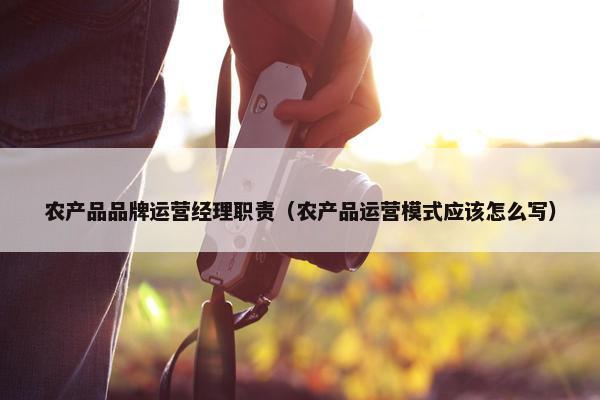 农产品品牌运营经理职责（农产品运营模式应该怎么写）