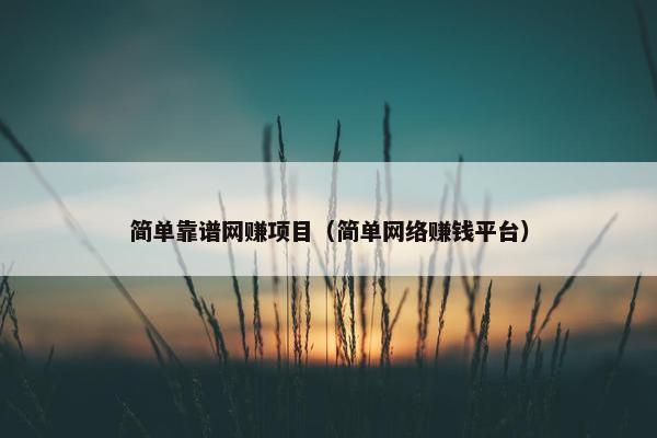 简单靠谱网赚项目（简单网络赚钱平台）