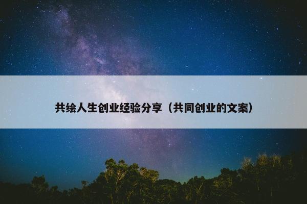 共绘人生创业经验分享（共同创业的文案）