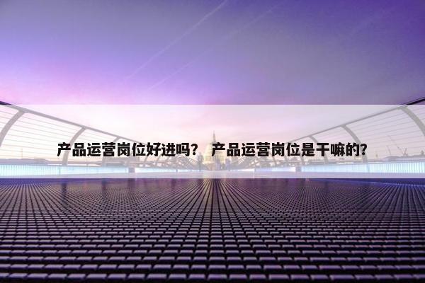 产品运营岗位好进吗？ 产品运营岗位是干嘛的？
