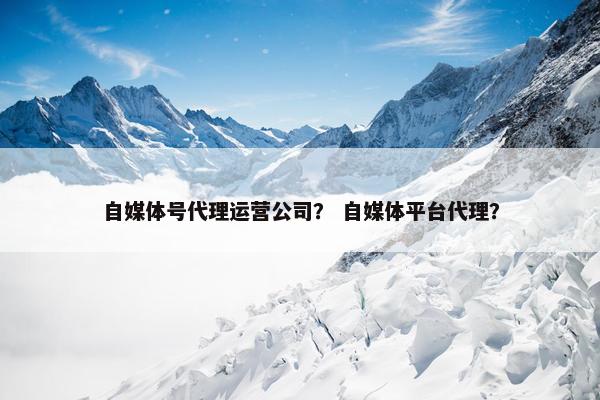 自媒体号代理运营公司？ 自媒体平台代理？