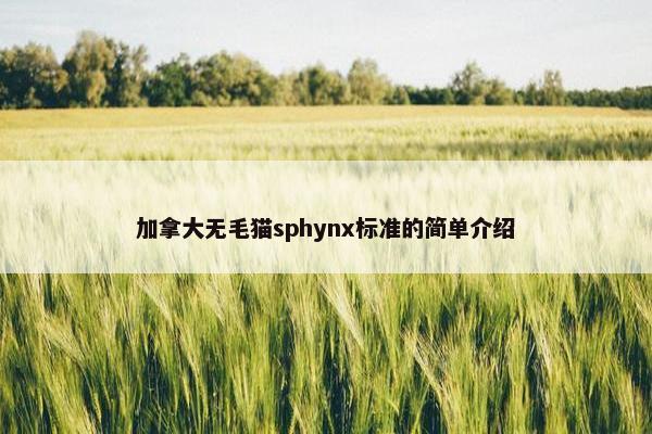 加拿大无毛猫sphynx标准的简单介绍
