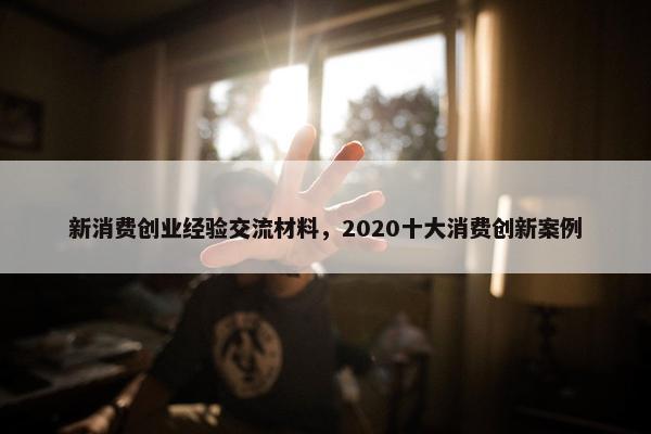 新消费创业经验交流材料，2020十大消费创新案例