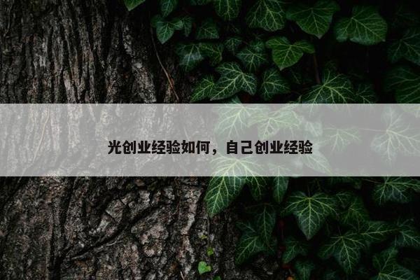 光创业经验如何，自己创业经验