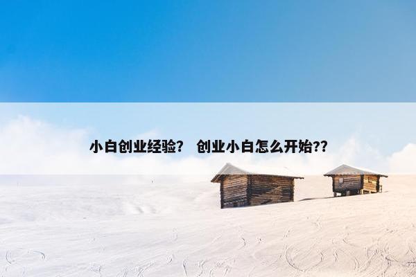 小白创业经验？ 创业小白怎么开始?？