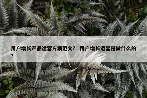 用户增长产品运营方案范文？ 用户增长运营是做什么的？