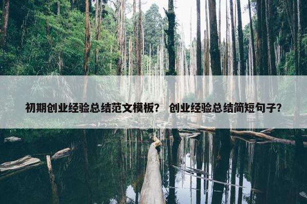 初期创业经验总结范文模板？ 创业经验总结简短句子？