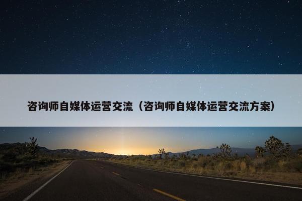 咨询师自媒体运营交流（咨询师自媒体运营交流方案）