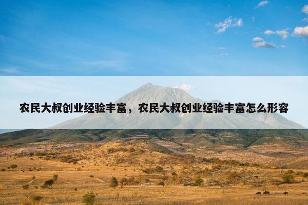 农民大叔创业经验丰富，农民大叔创业经验丰富怎么形容