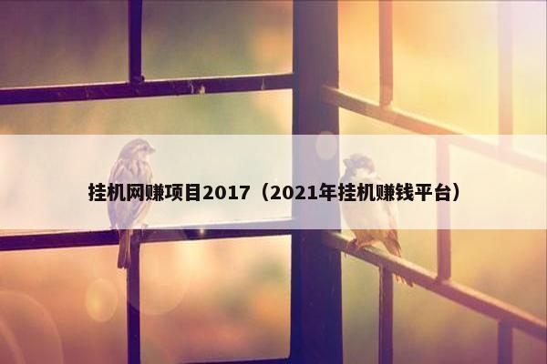 挂机网赚项目2017（2021年挂机赚钱平台）