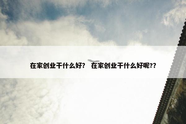 在家创业干什么好？ 在家创业干什么好呢?？