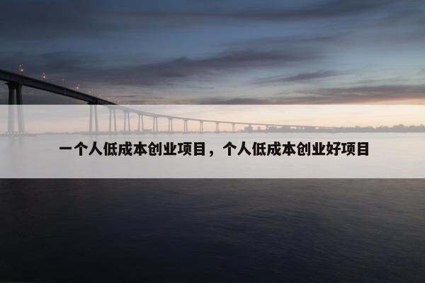 一个人低成本创业项目，个人低成本创业好项目