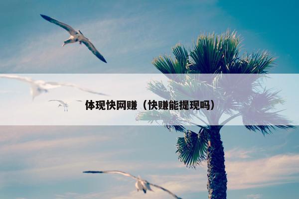 体现快网赚（快赚能提现吗）