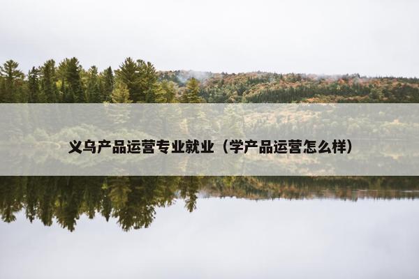 义乌产品运营专业就业（学产品运营怎么样）