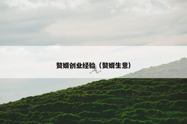 赘婿创业经验（赘婿生意）