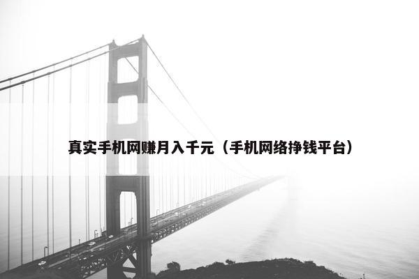 真实手机网赚月入千元（手机网络挣钱平台）