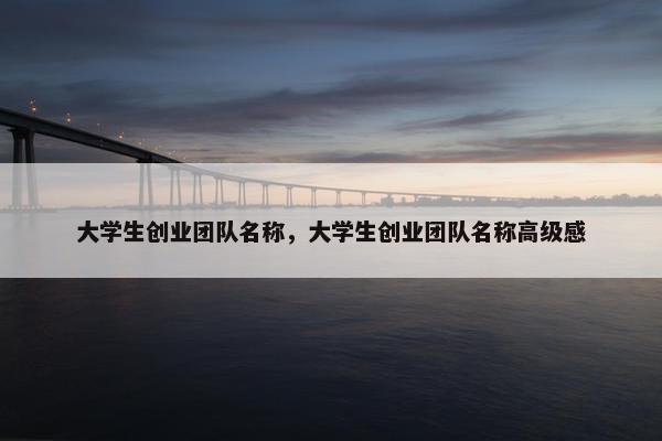 大学生创业团队名称，大学生创业团队名称高级感