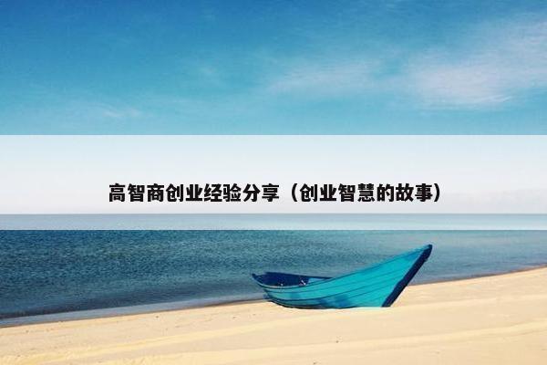 高智商创业经验分享（创业智慧的故事）