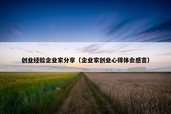 创业经验企业家分享（企业家创业心得体会感言）