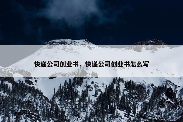 快递公司创业书，快递公司创业书怎么写