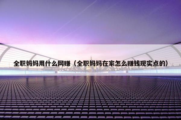 全职妈妈用什么网赚（全职妈妈在家怎么赚钱现实点的）
