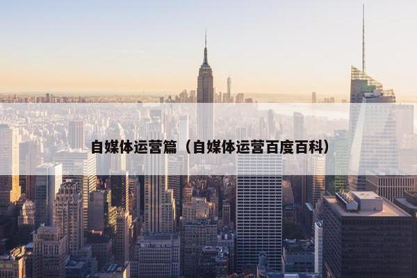 自媒体运营篇（自媒体运营百度百科）